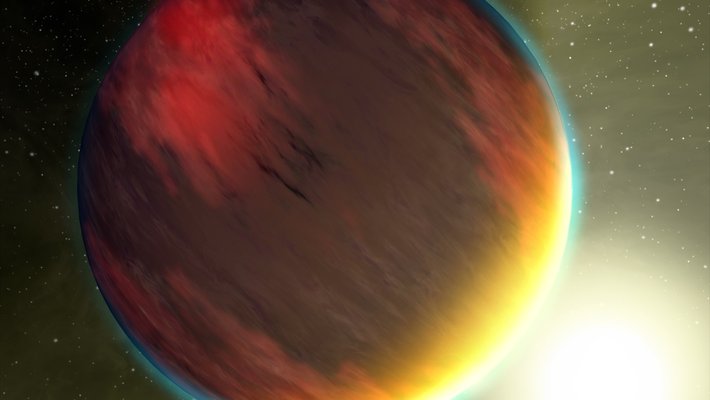 Artwork of a glowing hot Jupiter planet
