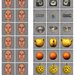 Images of mens faces, and images of clocks, teapots, and oranges.
