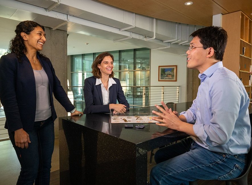 Left to right:  Azita Emami, Chiara Daraio, and Wei Gao, whose labs are developing different types of wearable sensors