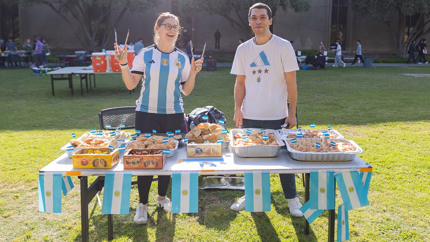 A booth in the food fair representing Argentina