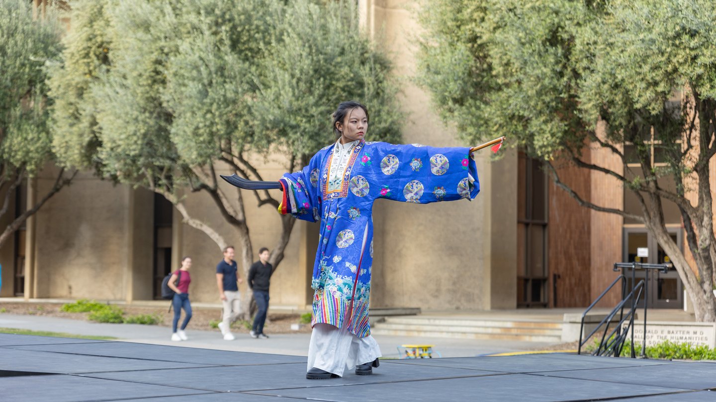 Undergraduate Thanhthanh Nguyen presents a Vietnamese theatrical and martial arts performance.